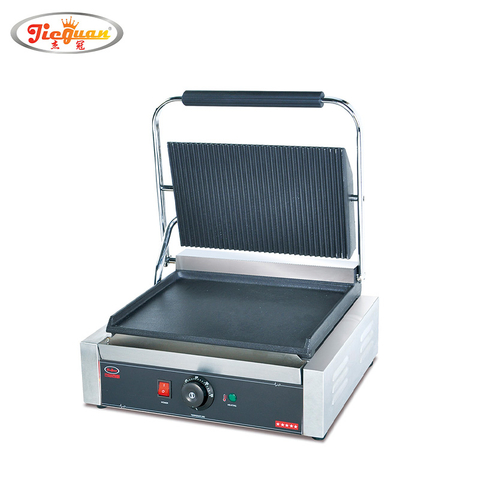 شواية بانيني كهربائية بلوحة واحدة (مسطحة من الأسفل محززة من الأعلى)